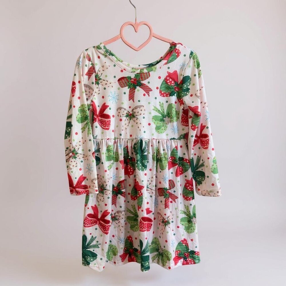 Girls Christmas Bow Dress
